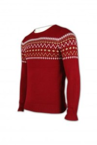 JUM002 Online Order Men's Crew Neck Sweater Fashion Design Red Jacquard School Uniform Sweater Sweater Store